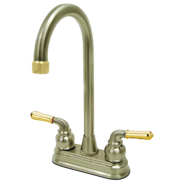 Kingston Brass Two-Handle, 4" Centerset Bar Fct, Brushed Nickel/Polished Brass KB499 - main